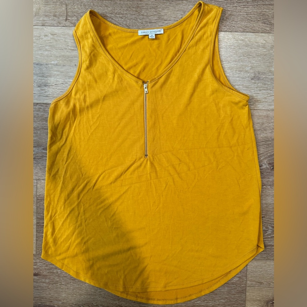 Green Envelope Mustard Tank Top with Zipper